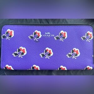 Coach Purple Floral Zip Around Wallet